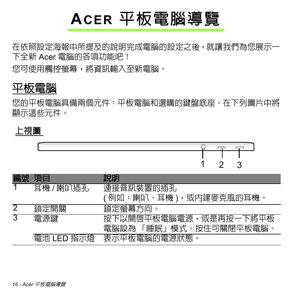 Acer 平板電腦導覽, 平板電腦, 平板電腦導覽 | Acer W511P User Manual | Page 2522 / 2860