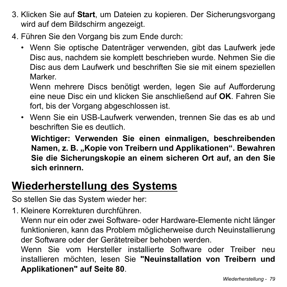 Wiederherstellung des systems | Acer W511P User Manual | Page 271 / 2860