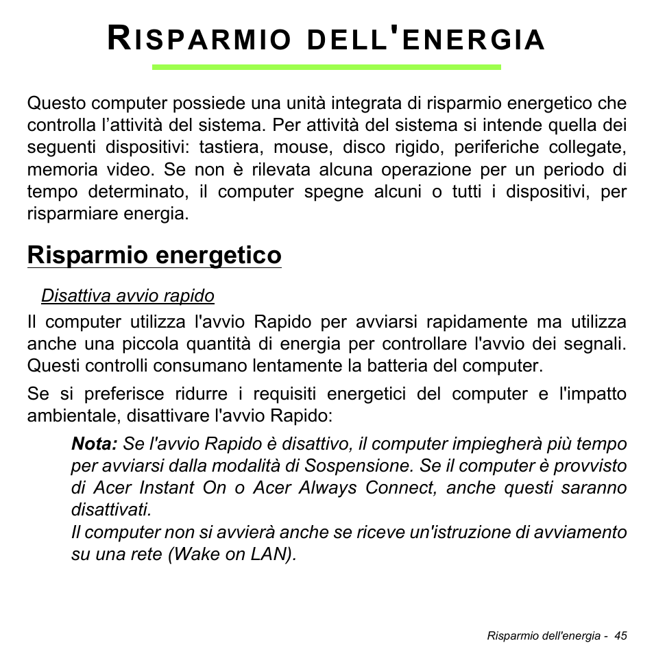 Risparmio dell'energia, Risparmio energetico, Isparmio | Dell, Energia | Acer W511P User Manual | Page 339 / 2860