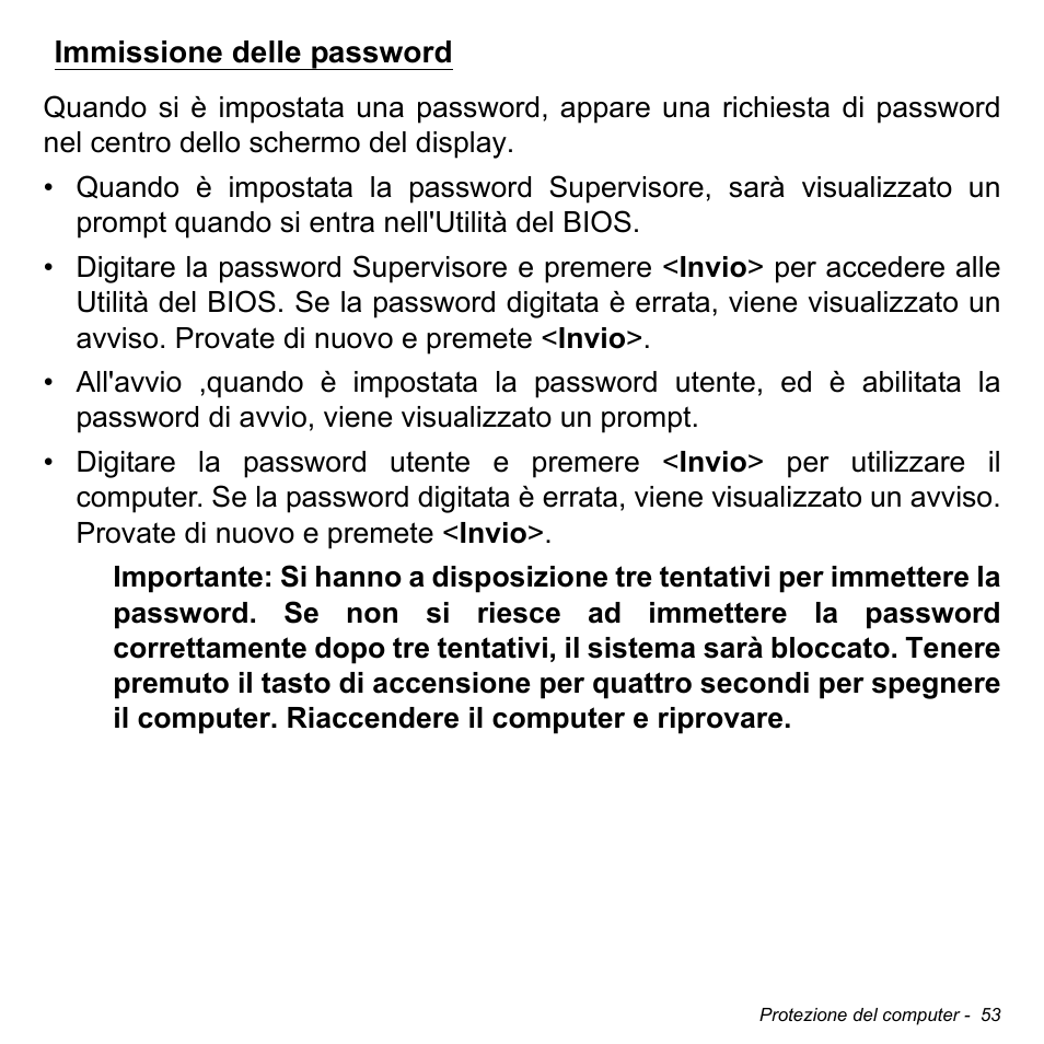 Immissione delle password | Acer W511P User Manual | Page 347 / 2860