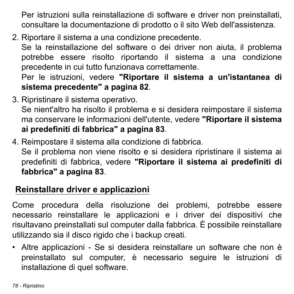 Reinstallare driver e applicazioni | Acer W511P User Manual | Page 372 / 2860