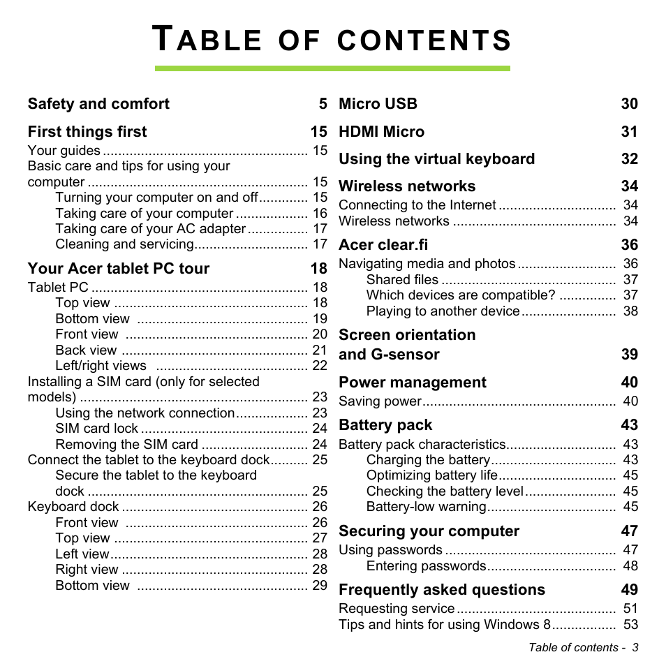 Acer W511P User Manual | Page 5 / 2860