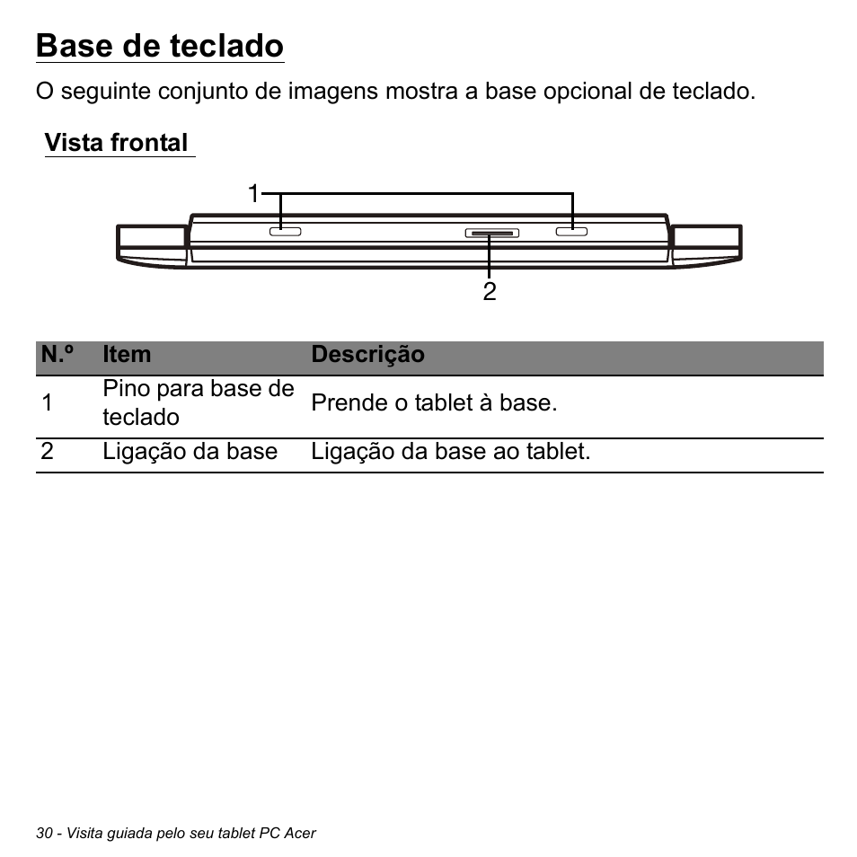 Base de teclado, Vista frontal | Acer W511P User Manual | Page 522 / 2860