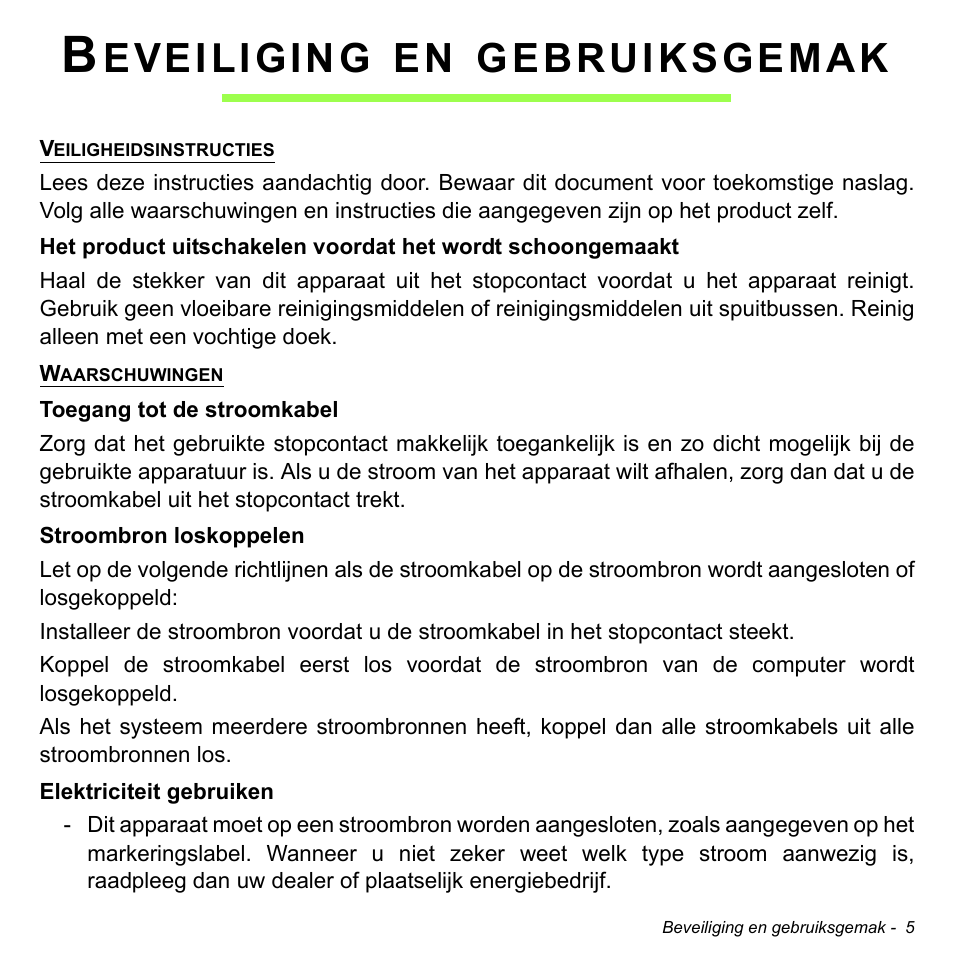 Beveiliging en gebruiksgemak, Eveiliging, Gebruiksgemak | Acer W511P User Manual | Page 595 / 2860