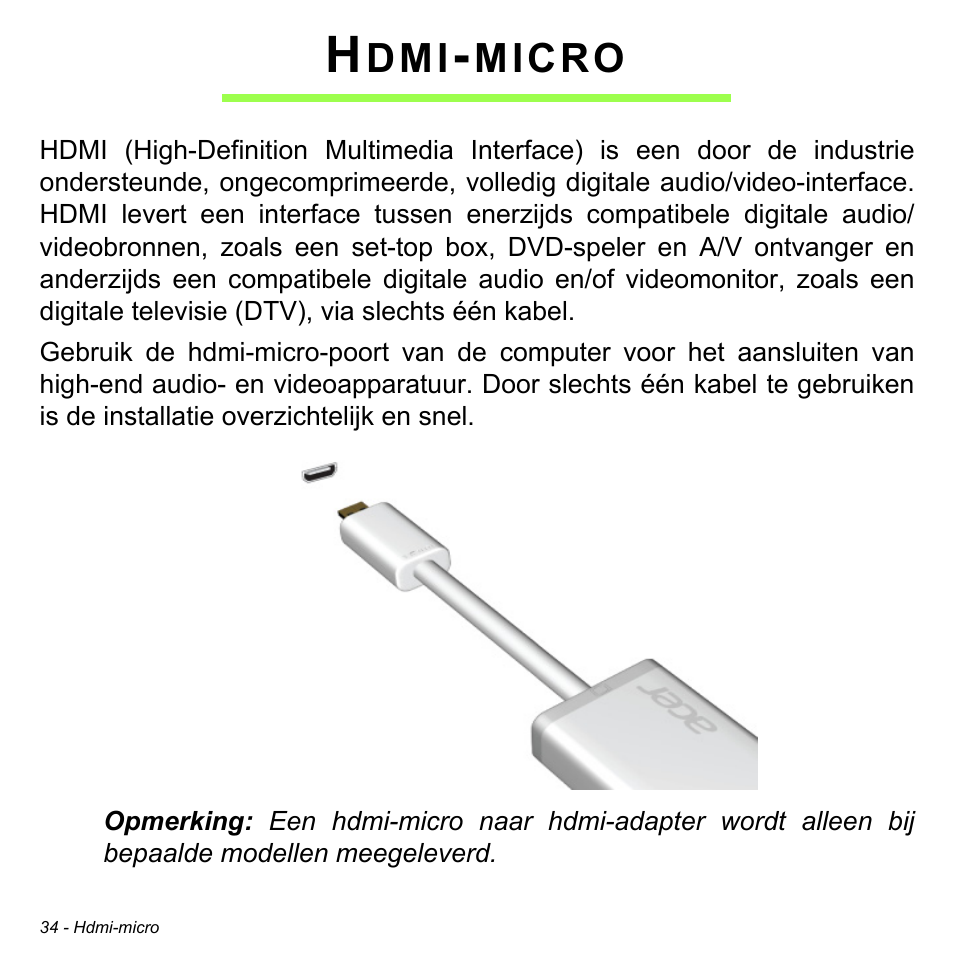 Hdmi-micro, Micro | Acer W511P User Manual | Page 624 / 2860