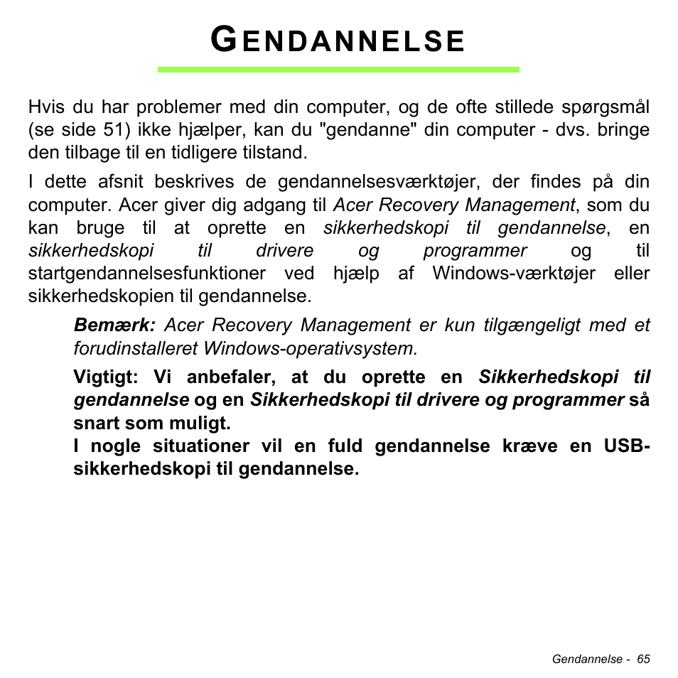 Gendannelse, Endannelse | Acer W511P User Manual | Page 845 / 2860