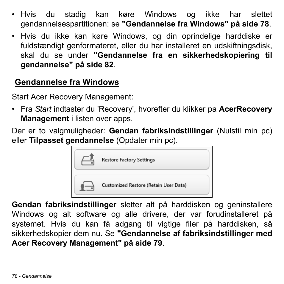 Gendannelse fra windows | Acer W511P User Manual | Page 858 / 2860