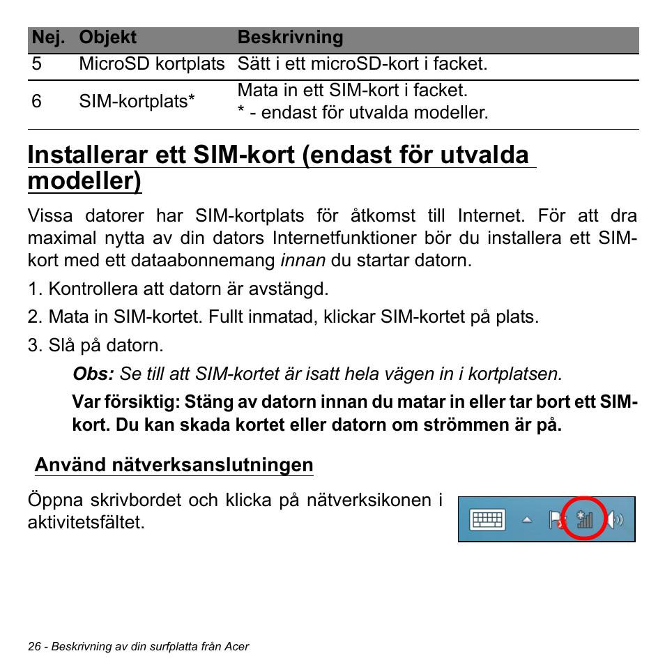Använd nätverksanslutningen | Acer W511P User Manual | Page 898 / 2860