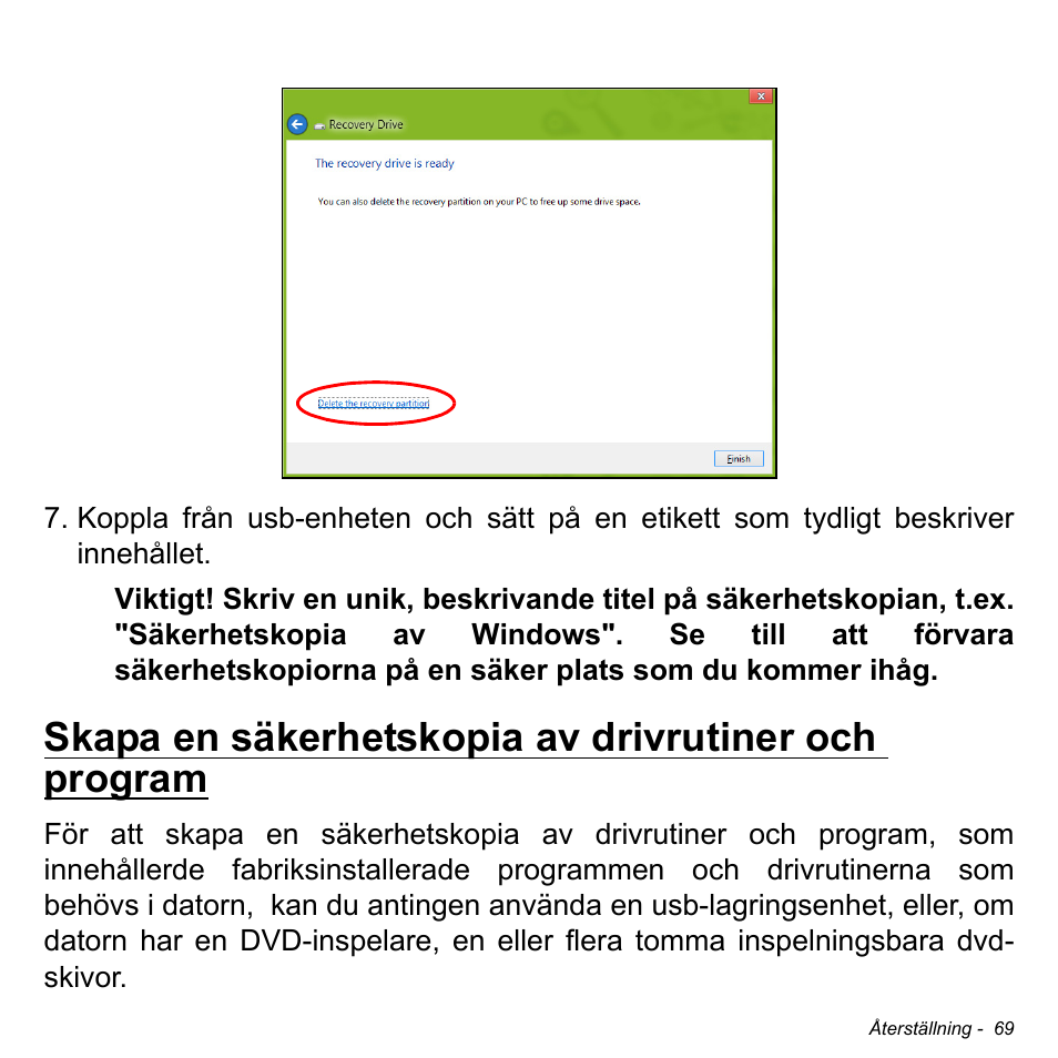 Skapa en säkerhetskopia av drivrutiner och program | Acer W511P User Manual | Page 941 / 2860