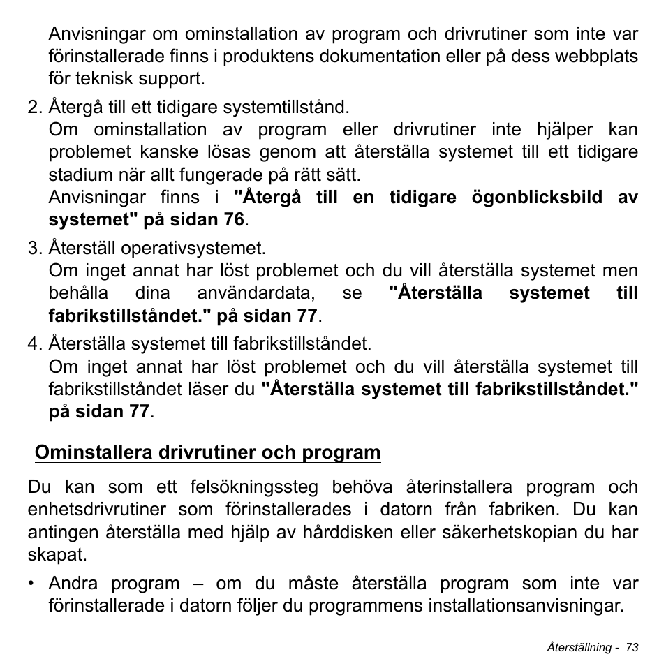 Ominstallera drivrutiner och program | Acer W511P User Manual | Page 945 / 2860