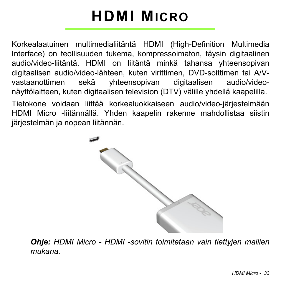 Hdmi micro, Hdmi m, Icro | Acer W511P User Manual | Page 997 / 2860