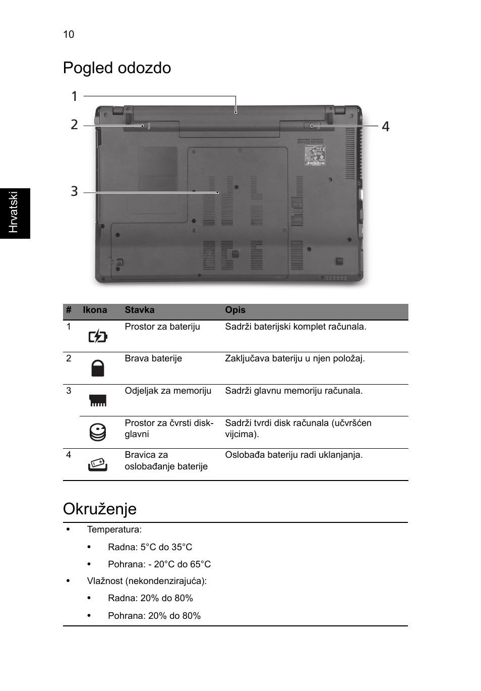 Pogled odozdo, Okruženje, Pogled odozdo okruženje | Acer Aspire 5745PG User Manual | Page 186 / 318