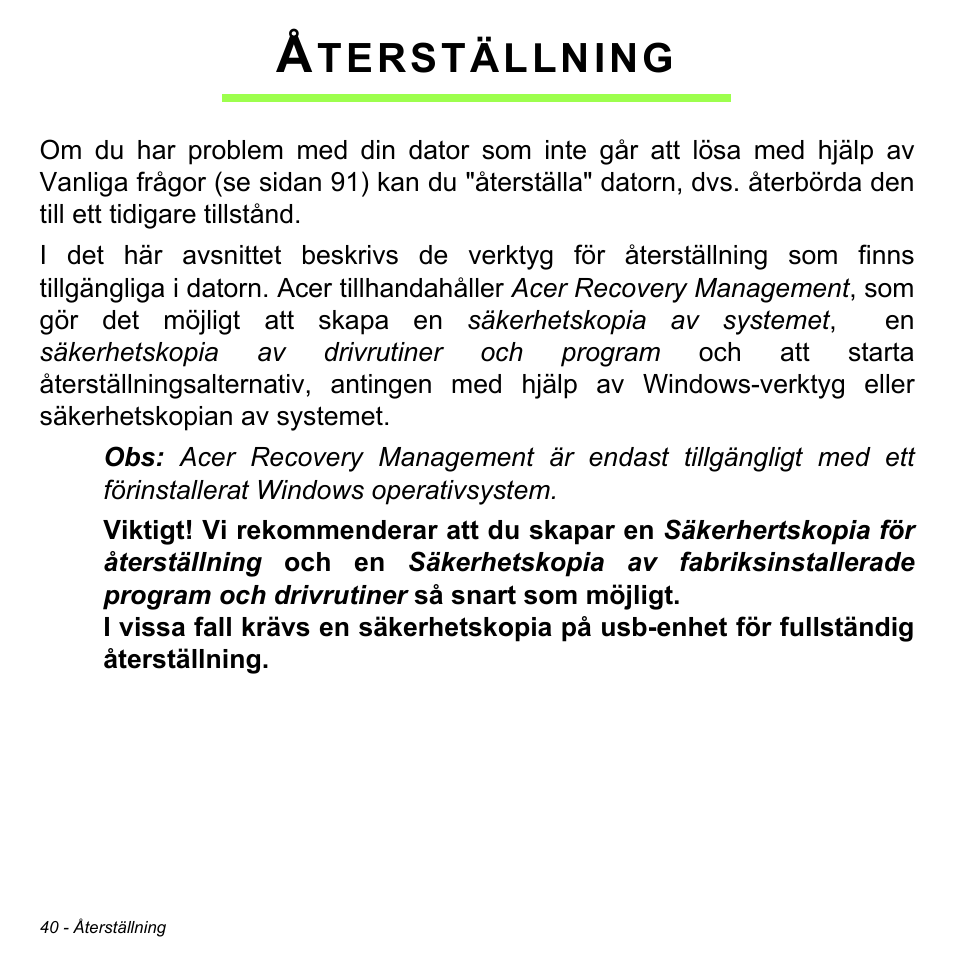 Återställning, Terställning | Acer Aspire V5-471PG User Manual | Page 1102 / 3492