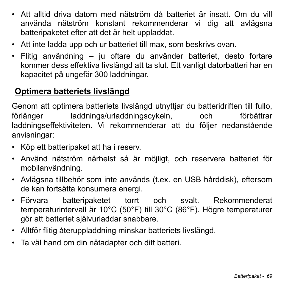 Optimera batteriets livslängd | Acer Aspire V5-471PG User Manual | Page 1131 / 3492