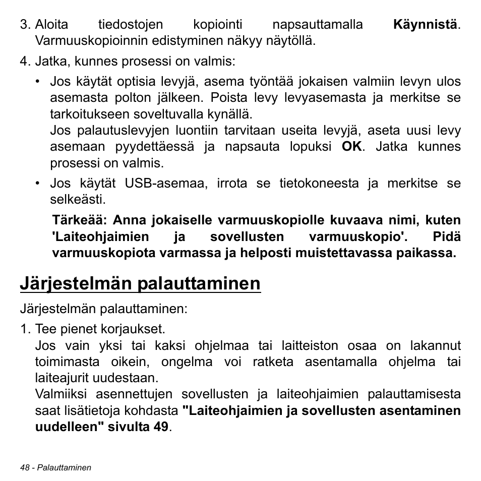 Järjestelmän palauttaminen | Acer Aspire V5-471PG User Manual | Page 1220 / 3492