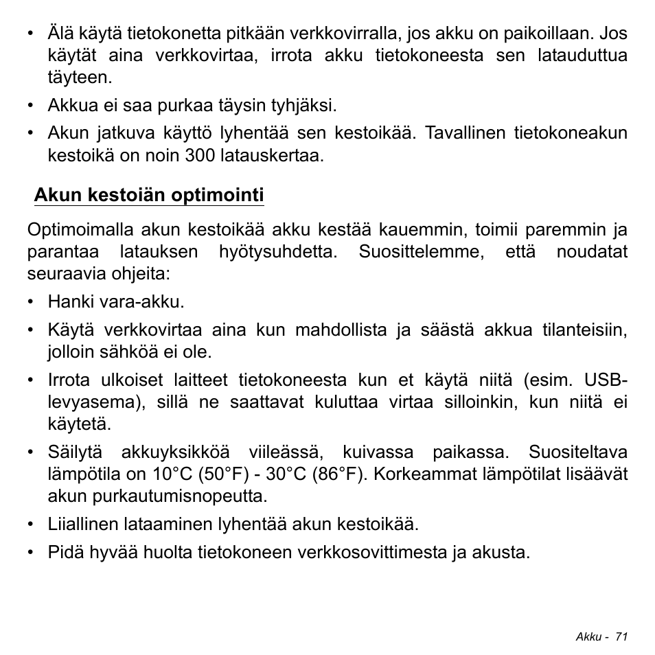 Akun kestoiän optimointi | Acer Aspire V5-471PG User Manual | Page 1243 / 3492