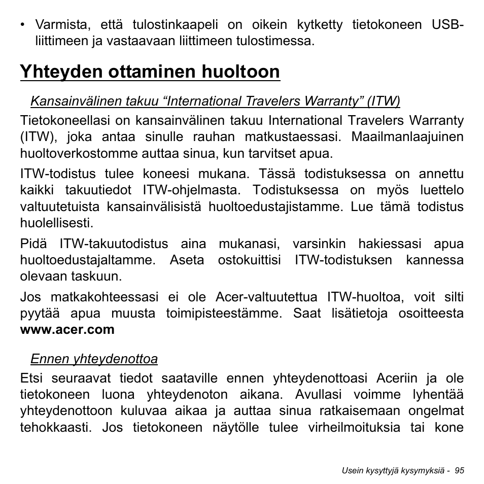 Yhteyden ottaminen huoltoon | Acer Aspire V5-471PG User Manual | Page 1267 / 3492