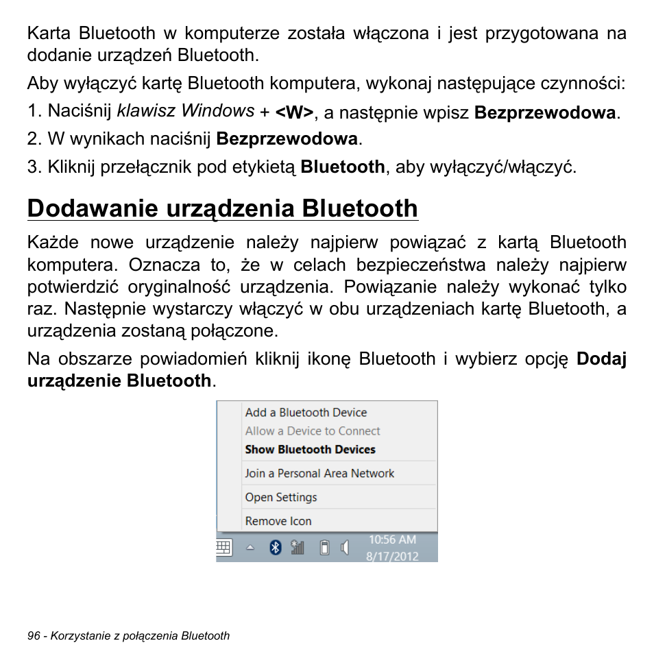 Dodawanie urządzenia bluetooth | Acer Aspire V5-471PG User Manual | Page 1514 / 3492