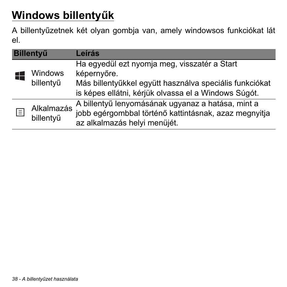 Windows billentyűk | Acer Aspire V5-471PG User Manual | Page 1582 / 3492