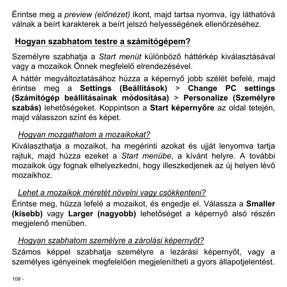 Hogyan szabhatom testre a számítógépem | Acer Aspire V5-471PG User Manual | Page 1652 / 3492