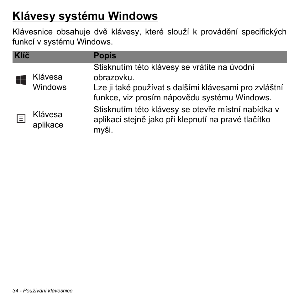 Klávesy systému windows | Acer Aspire V5-471PG User Manual | Page 1702 / 3492
