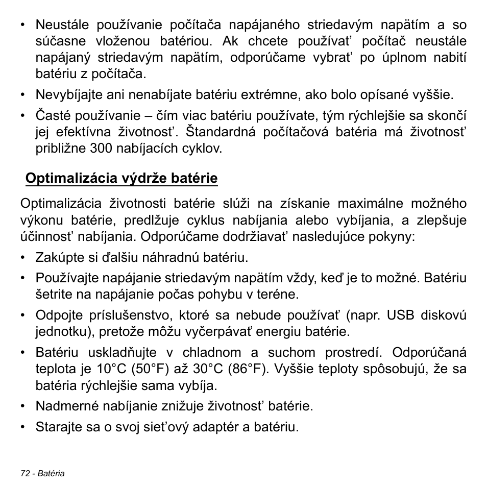 Optimalizácia výdrže batérie | Acer Aspire V5-471PG User Manual | Page 1852 / 3492