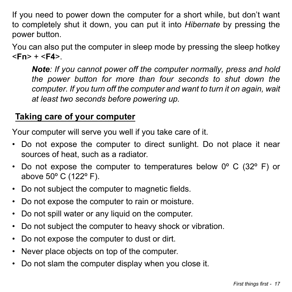 Taking care of your computer | Acer Aspire V5-471PG User Manual | Page 19 / 3492