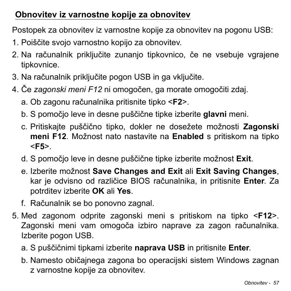Obnovitev iz varnostne kopije za obnovitev | Acer Aspire V5-471PG User Manual | Page 1953 / 3492