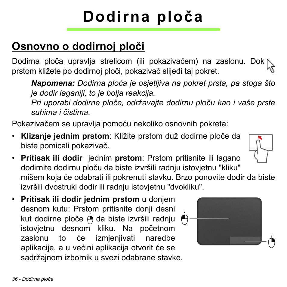 Dodirna ploča, Osnovno o dodirnoj ploči | Acer Aspire V5-471PG User Manual | Page 2044 / 3492