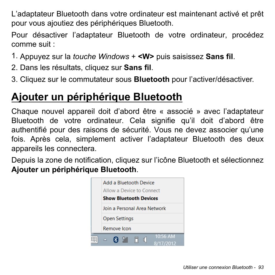 Ajouter un périphérique bluetooth | Acer Aspire V5-471PG User Manual | Page 205 / 3492
