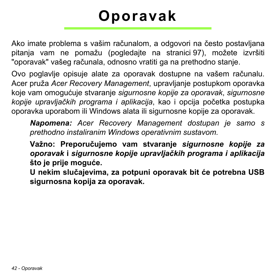 Oporavak | Acer Aspire V5-471PG User Manual | Page 2050 / 3492