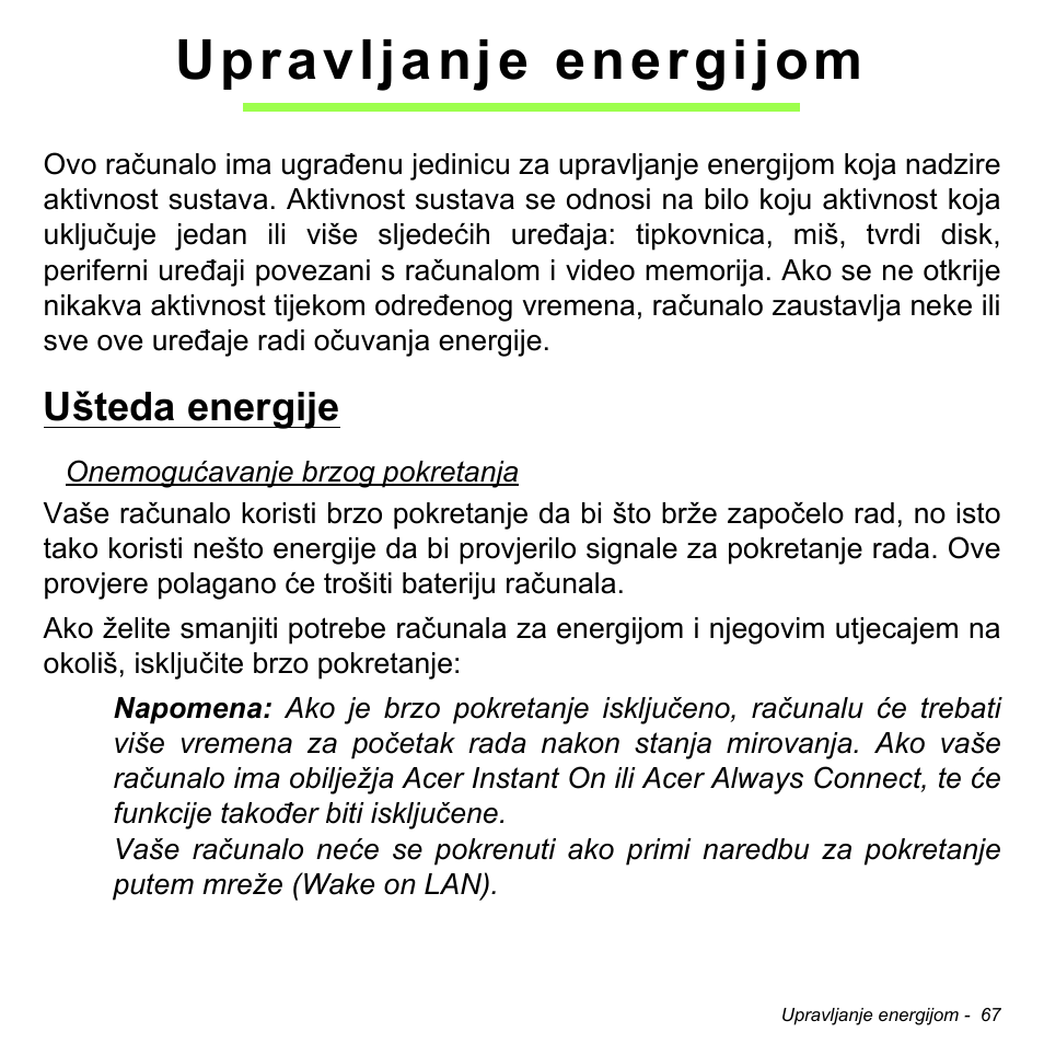 Upravljanje energijom, Ušteda energije | Acer Aspire V5-471PG User Manual | Page 2075 / 3492