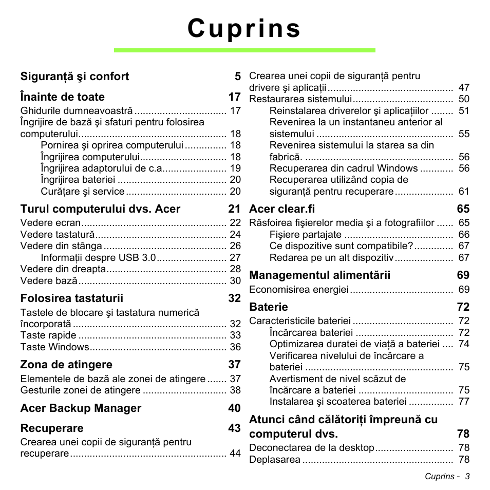 Cuprins | Acer Aspire V5-471PG User Manual | Page 2129 / 3492