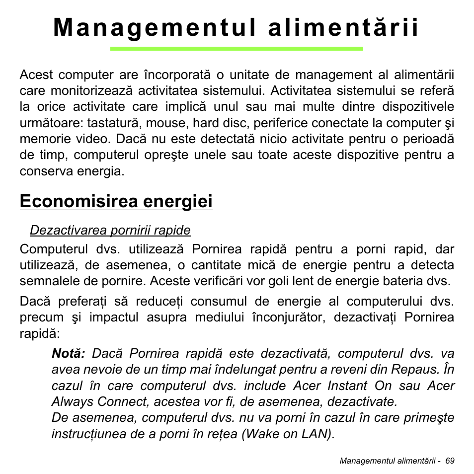 Managementul alimentării, Economisirea energiei | Acer Aspire V5-471PG User Manual | Page 2195 / 3492