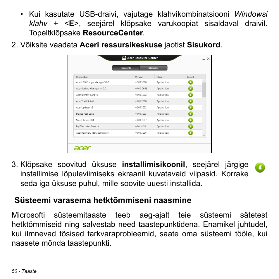 Süsteemi varasema hetktõmmiseni naasmine | Acer Aspire V5-471PG User Manual | Page 2420 / 3492