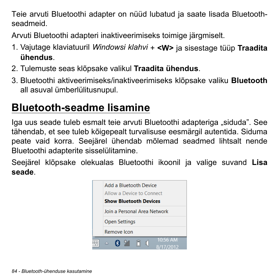 Bluetooth-seadme lisamine | Acer Aspire V5-471PG User Manual | Page 2454 / 3492