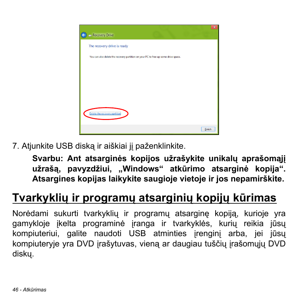 Tvarkyklių ir programų atsarginių kopijų kūrimas | Acer Aspire V5-471PG User Manual | Page 2640 / 3492