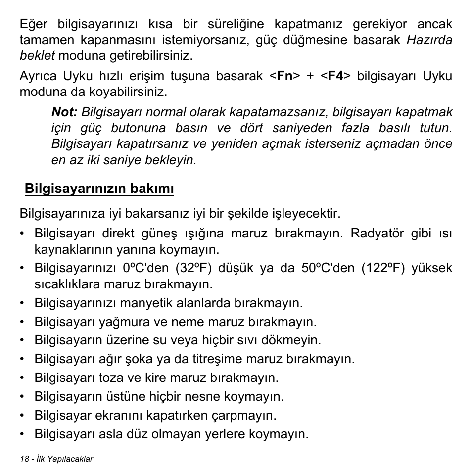 Bilgisayarınızın bakımı | Acer Aspire V5-471PG User Manual | Page 2862 / 3492