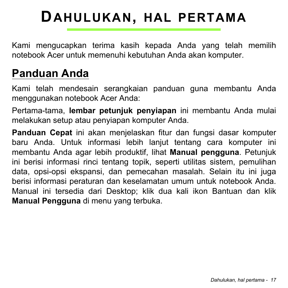 Dahulukan, hal pertama, Panduan anda | Acer Aspire V5-471PG User Manual | Page 3275 / 3492