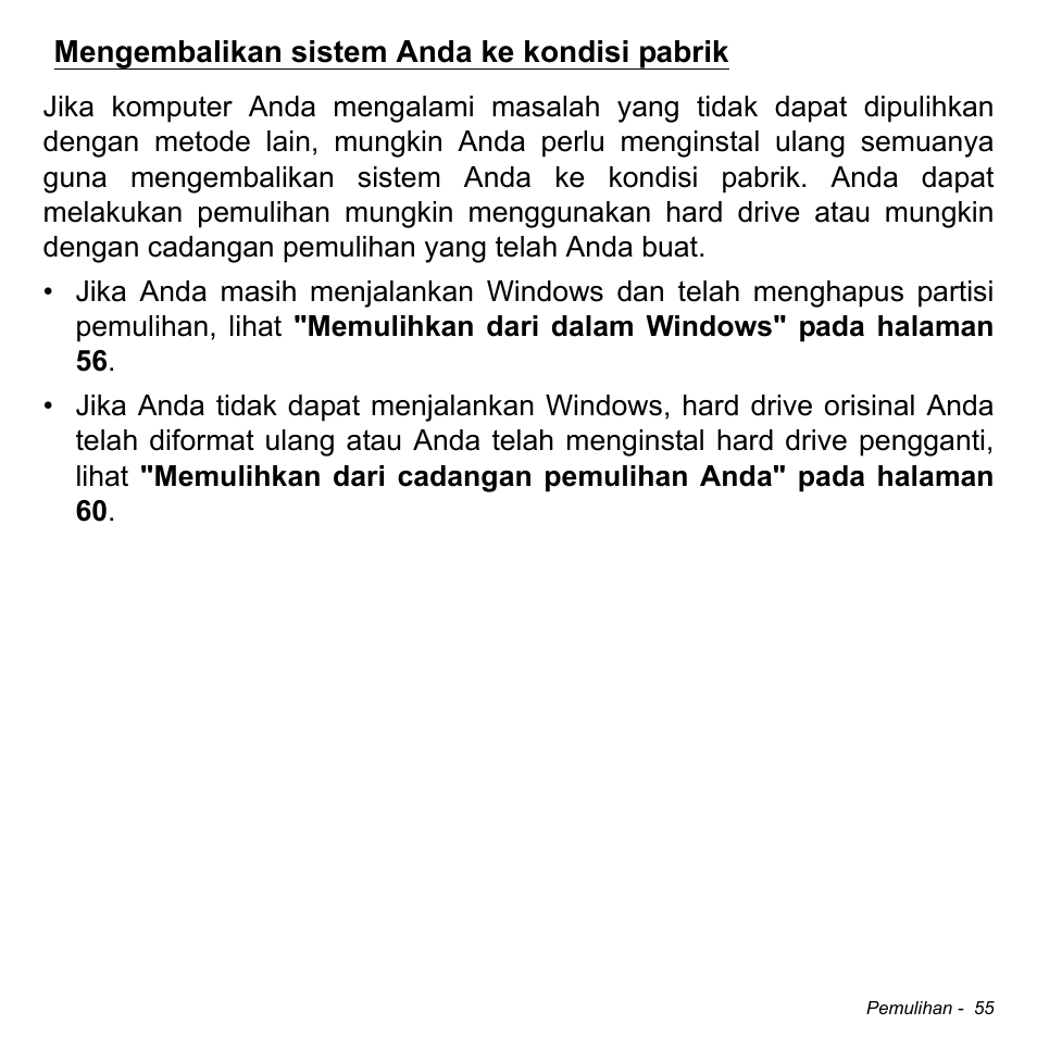 Mengembalikan sistem anda ke kondisi pabrik | Acer Aspire V5-471PG User Manual | Page 3313 / 3492