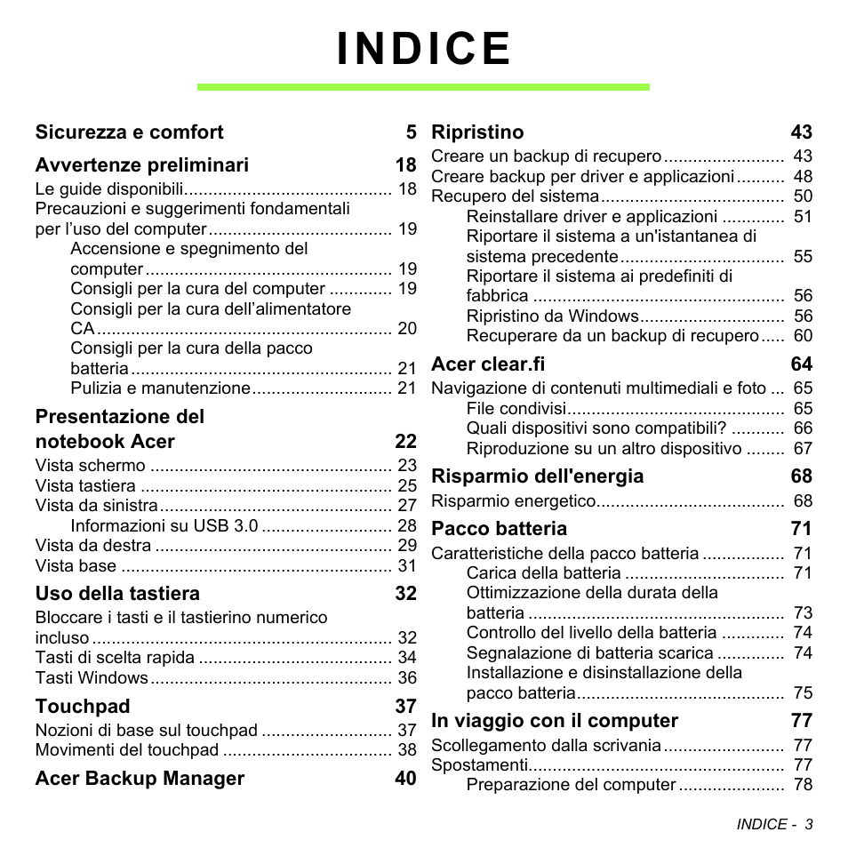 Indice | Acer Aspire V5-471PG User Manual | Page 365 / 3492