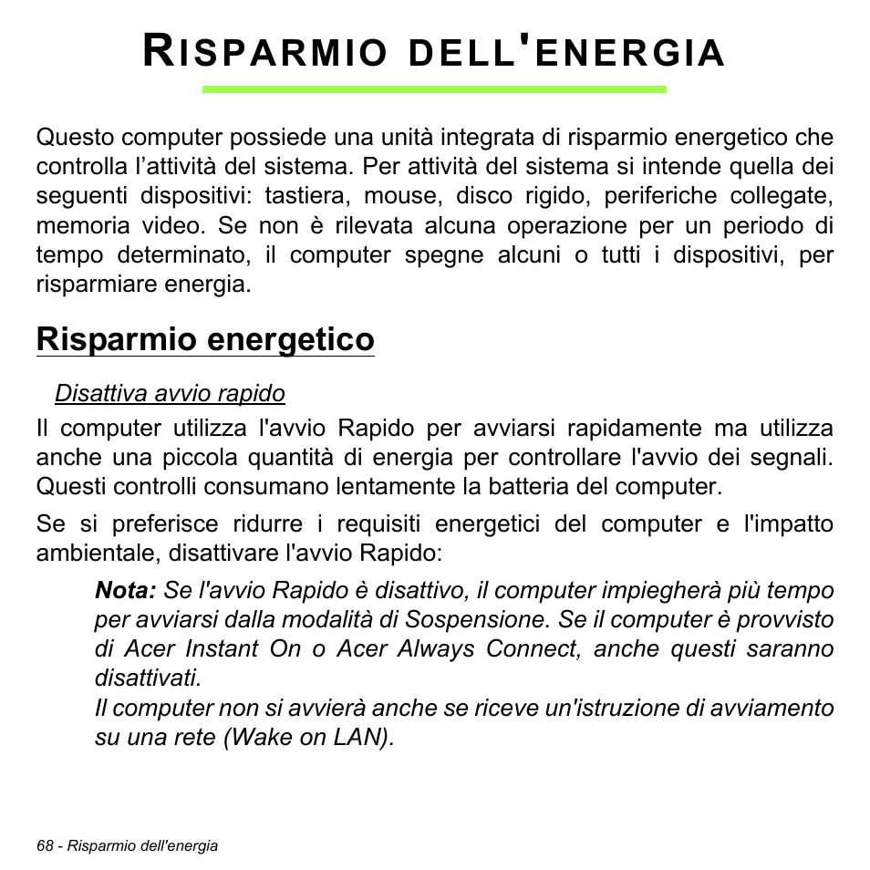 Risparmio dell'energia, Risparmio energetico, Isparmio | Dell, Energia | Acer Aspire V5-471PG User Manual | Page 430 / 3492