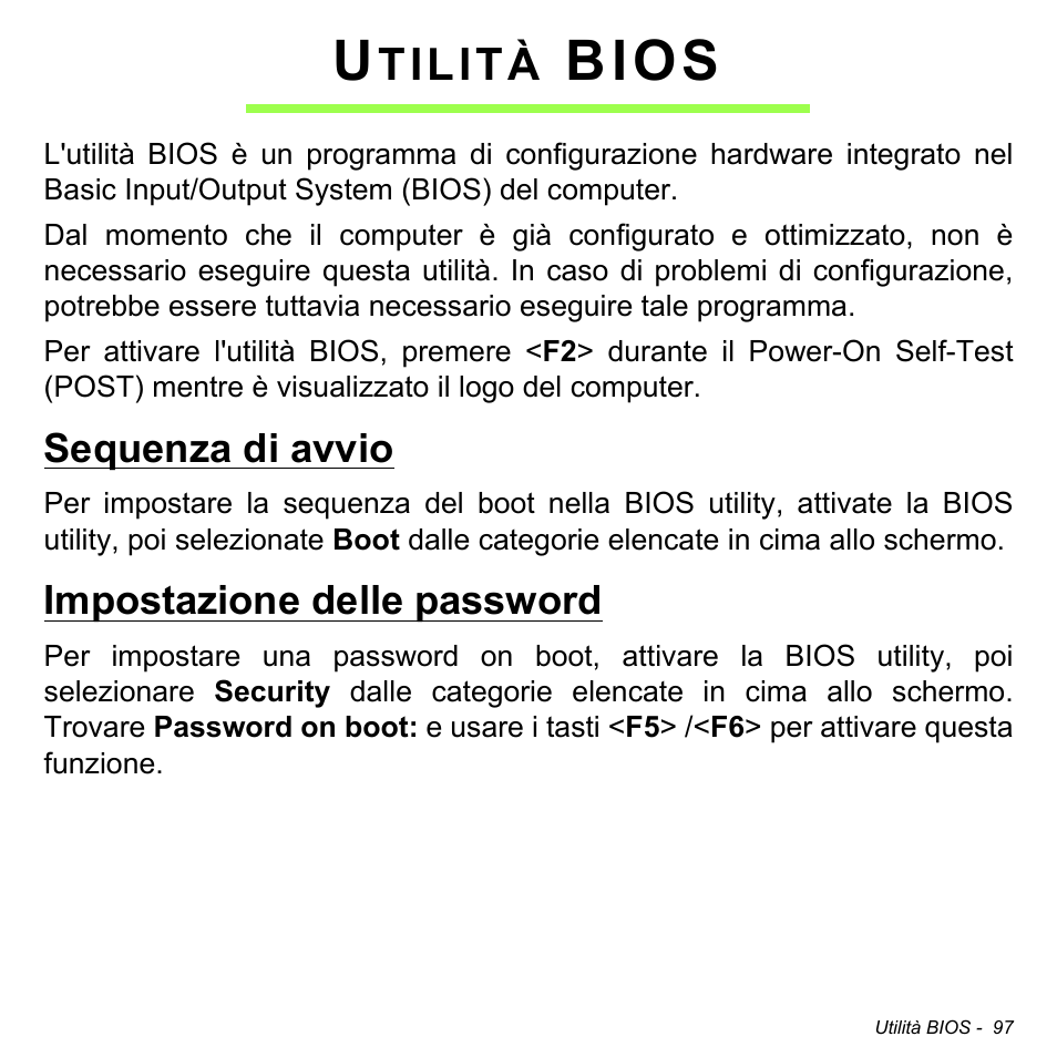 Utilità bios, Sequenza di avvio, Impostazione delle password | Bios, Tilità | Acer Aspire V5-471PG User Manual | Page 459 / 3492