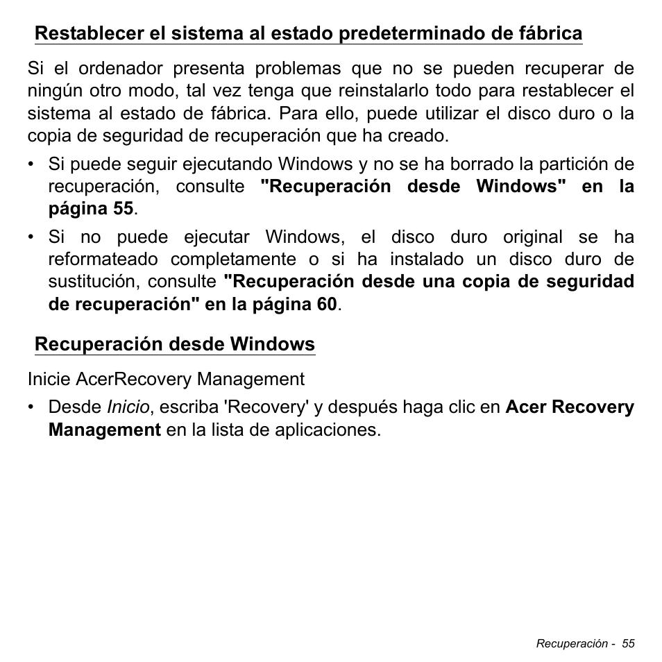 Recuperación desde windows | Acer Aspire V5-471PG User Manual | Page 537 / 3492