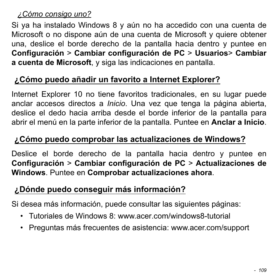 Cómo puedo añadir un favorito a internet explorer, Dónde puedo conseguir más información | Acer Aspire V5-471PG User Manual | Page 591 / 3492
