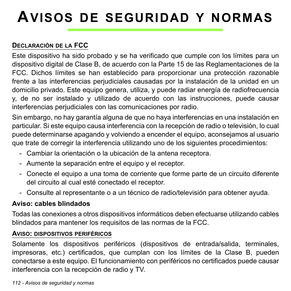 Avisos de seguridad y normas, Visos, Seguridad | Normas | Acer Aspire V5-471PG User Manual | Page 594 / 3492