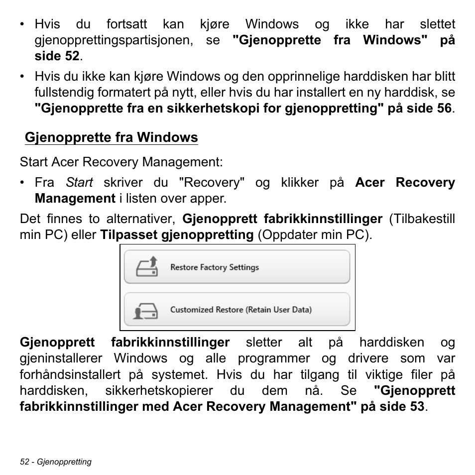 Gjenopprette fra windows | Acer Aspire V5-471PG User Manual | Page 892 / 3492
