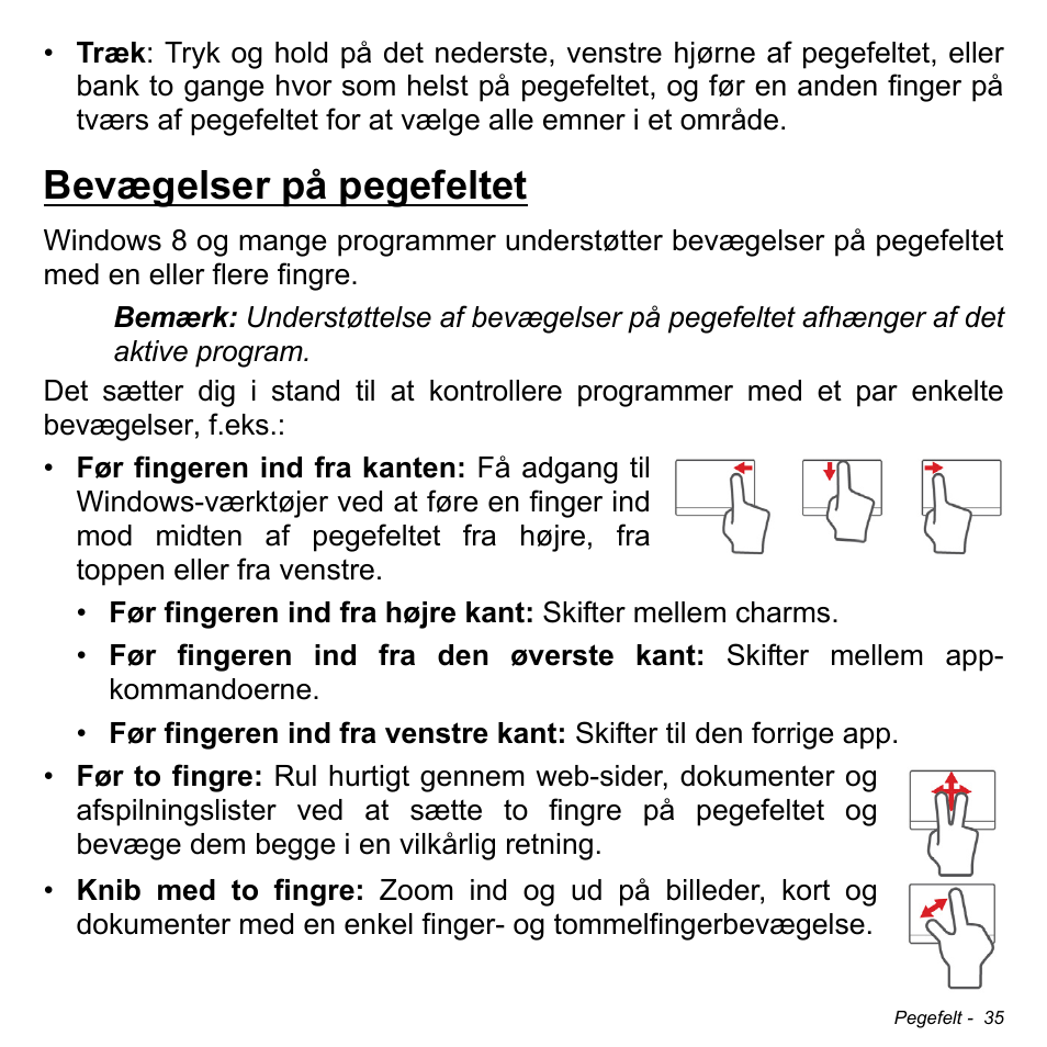 Bevægelser på pegefeltet | Acer Aspire V5-471PG User Manual | Page 985 / 3492