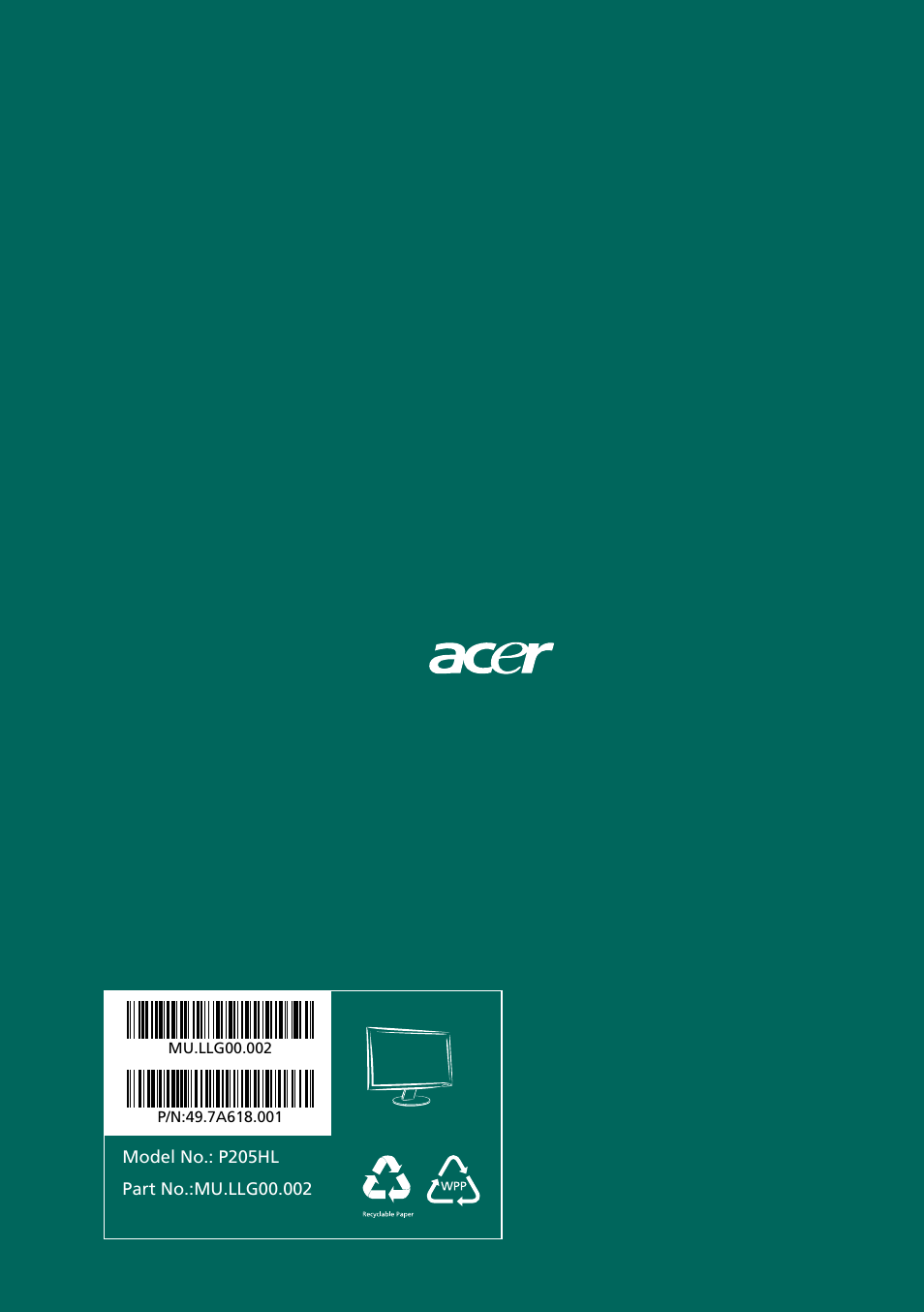 Acer P205HL User Manual | Page 60 / 60