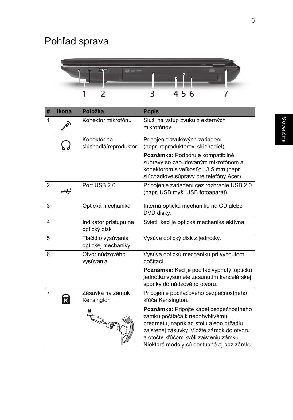 Pohľad sprava | Acer Aspire 4743ZG User Manual | Page 167 / 320